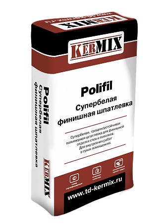 Шпаклёвка полимерная финишная Kermix Polifil 9055 супер-белая, 20 кг